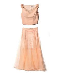 لباس مجلسی زنانه کرپ حریر هلویی ویچی ا لباس مجلسی زنانه کرپ حریر هلویی ویچی
