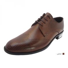 کفش مردانه چرم طبیعی مجلسی آکسفورد عسلی خط دار ارسال رایگان با گارانتیAKSFORD