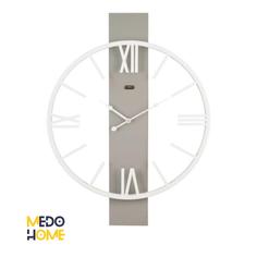 ساعت دیواری چوب و فلز مدل VINELAND رنگ سفید و طوسی