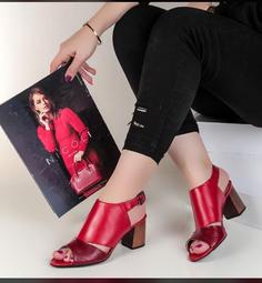 کفش پاشنه دار چرم کاوه مدل زنانه کد 106 - قرمز / 36 ا charm kaveh