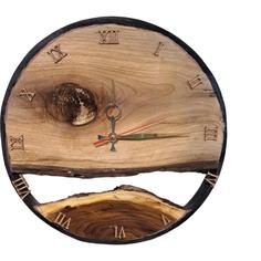 ساعت دیواری رستیک سای۳۵ چوب گردو وسنجد بارینک چوبی