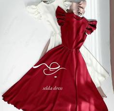 لباس مجلسی کرپ دخترانه و زنانه پوشیده و شیک ۱۲۷۰ - قرمز / ۳۴ ا 1270