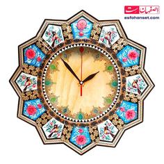 ساعت صنایع دستی خاتم کاری نقاشی گل و مرغ اندازه 37 سانتیمتر
