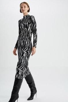 خرید اینترنتی دامن بلند زنانه سیاه سفید دیفکتو Z7774AZ22WN ا Zebra Desenli Normal Bel Midi Etek