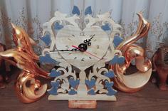 ساعت چوبی رومیزی فانتزی شیک و جدید دست ساز ا Stylish and new handmade fancy wooden table clock