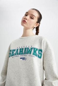 خرید اینترنتی پلیور زنانه طوسی دفکتو Z5128AZ22AU ا Fit Nfl Seattle Seahawks Lisanslı Boxy Fit Sweatshirt