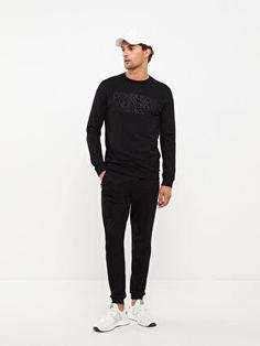 پلیور مردانه سیاه السی وایکیکی W28123Z8 ا Bisiklet Yaka Uzun Kollu Baskılı Erkek Sweatshirt