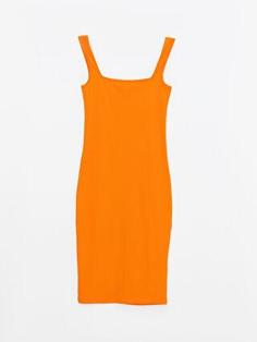 پیراهن رسمی زنانه نارنجی برند XSIDE S2KO61Z8 ا Kare Yaka Düz Askılı Kadın Elbise