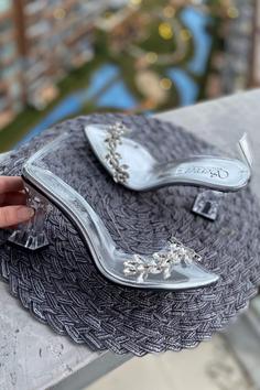 کفش پاشنه شفاف زنانه سنگی آیسم برند Ayşem Ayakkabı Çanta