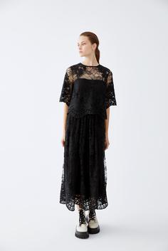 سرهمی دامن دار زنانه برند رومن ( ROMAN ) مدل لباس توری مشکی مشکی بلند - کدمحصول 144951