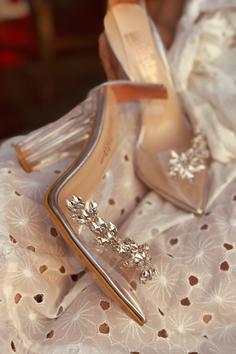کفش پاشنه دار زنانه شفاف نقره ای پرنسس برند LAMİNTA