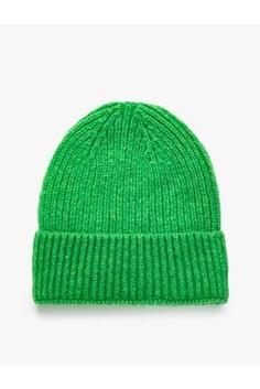 خرید اینترنتی کلاه زمستانی زنانه سبز کوتون 3WAK50214AA ا Saç Örgüsü Motifli Bere - Rachel Araz X