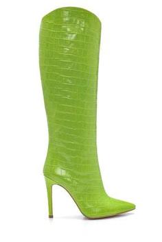 چکمه زنانه سبز برند derimod 21WFD1640E3 ا Kadın Kroko Topuklu Çizme
