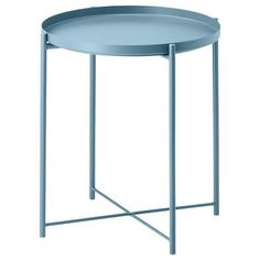میز عسلی فلزی سینی دار آبی مدل میزک