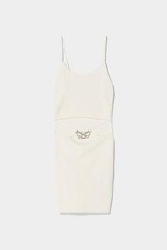 پیراهن رسمی زنانه سفید برشکا 05795376 ا Parlak Taşlı Kelebekli Triko Mini Elbise