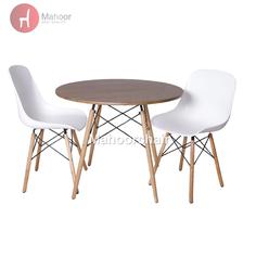 میز و صندلی نهارخوری دو نفره مایا مدل فایبر کد۰۱ - سفید / سفید / گرد