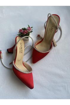 کفش بند مچ پا ساتن رنگ قرمز برند Gamze Shoes