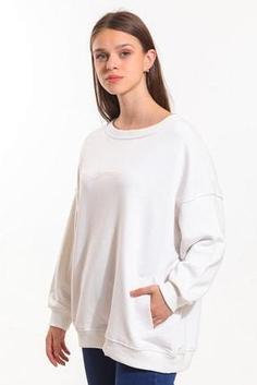 پلیور زنانه سفید برند slazenger ST21WK047 ا Peer Oversize Kadın Sweatshirt Bej St21wk047