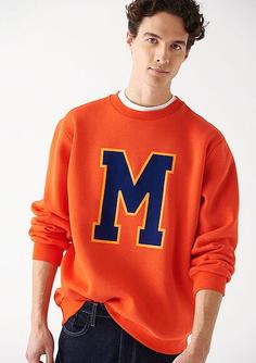 M Logo Baskılı Kırmızı Sweatshirt