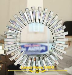 آینه دایره ای طرح خورشیدی - نقره ای ا Circular solar design mirror