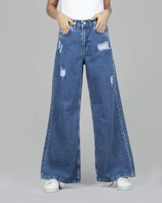 شلوار جین زنانه بگ زاپدار آبی- کد 66073