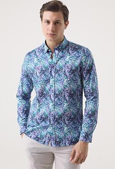 پیراهن مردانه برند دامات تویین ( DAMATTWEEN ) مدل پیراهن چاپی Tween Slim Fit Navy Blue طرح دار - کدمحصول 114280