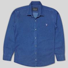 پیراهن جین سایز بزرگ ساده مردانه آبی 124021-3
