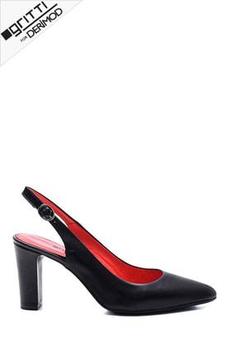 کفش پاشنه دار زنانه سیاه برند derimod 22SFD110118 ا Kadın Deri Gritti For Topuklu Ayakkabı