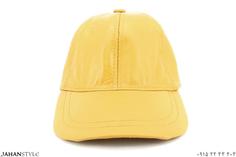 کلاه نقاب دار چرم طبیعی رنگ لیمویی