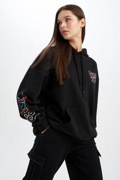 خرید اینترنتی هودی زنانه سیاه دفکتو A0206AX22WN ا Coool Oversize Fit Kapüşonlu Sweatshirt