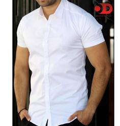 پیراهن آستین کوتاه سفید مردانه - XXXL ا Men's White Short Sleeve Shirt