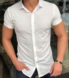 پیراهن آستین کوتاه سفید شیک - 3XL
