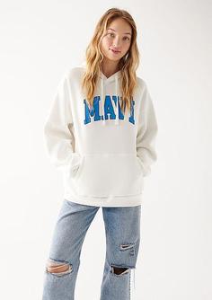 خرید اینترنتی هودی زنانه سفید ماوی 1600361 ا Mavi Logo Baskılı Beyaz Sweatshirt