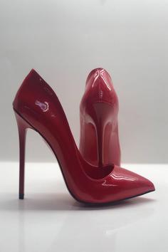 کفش پاشنه دار چرمی قرمز زنانه برند HAYYSHOES