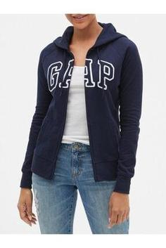 سوییشرت زنانه سرمه‌ای برند gap 639910 ا Kadın Lacivert Logo Kapüşonlu Sweatshirt