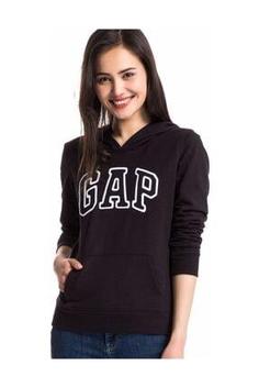 هودی زنانه سیاه برند gap 527507 ا Kadın Siyah Logo Kapüşonlu Sweatshirt
