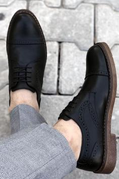 کفش کلاسیک مردانه با طرح چرم اصل مشکی برند بیگ کینگ BIG KING (ساخت ترکیه)