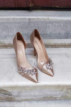 کفش زنانه ساتن ی شفاف پاشنه دار ستاره ای ساتن برند LA CALZATURE