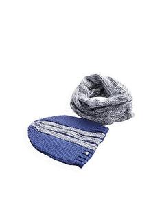 زمستانی بافت دو تکه کلاه و شال گردن حاشیه عمودی زنانه 20062 آبی ا bornos mode | 61BF51DF79CA621CFB7D5F59-4886