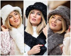 شال و کلاه زنانه روسی خز دار مدل پانی