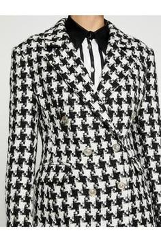 خرید اینترنتی کت زنانه سیاه سفید کوتون 3WAK80045PW ا Ece Sükan X - Kazayağı Desenli Tüvit Ceket Elbise