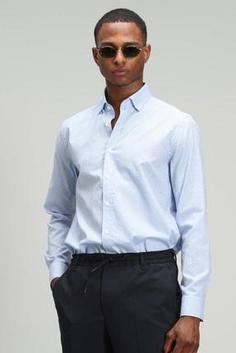 پیراهن آستین بلند مردانه آبی برند lufian 111010516 ا Harry Erkek Smart Gömlek Comfort Slim Fit Mavi