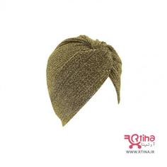 کلاه حجابی مجلسی مدل لمه طلایی (گره ای پلیسه دار)