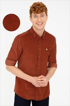 پیراهن مردانه برند پولو ( US POLO ASAN ) مدل پیراهن نارنجی آستین بلند - کدمحصول 161456