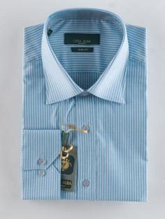 پیراهن اسلیم فیت مردانه نخی کلاسیک مدل 0414 آبی روشن XL  سراآلبا