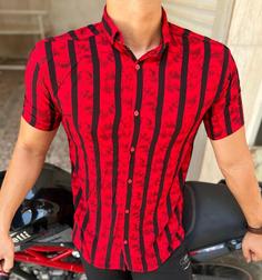 پیراهن راه راه هاوایی - سفید / 3XL ا Hawaii striped shirt