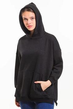 هودی زنانه سیاه برند slazenger ST21WK048 ا Paınter Oversize Kadın Sweatshirt Siyah