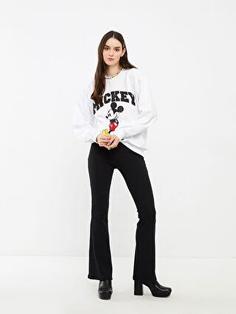 سوییشرت زنانه سفید برند XSIDE ا Bisiklet Yaka Mickey Mouse Baskılı Uzun Kollu Kadın Sweatshirt