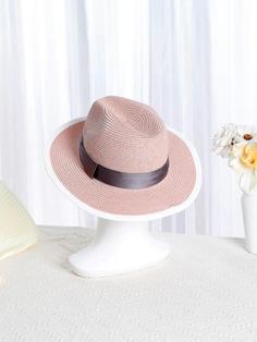 کلاه حصیری مینیسو مدل بریتیش British Style Panama Straw Hat Pink