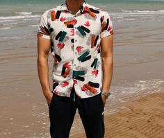 پیراهن هاوایی جدید طرح آبرنگی بسیار خاص - XL